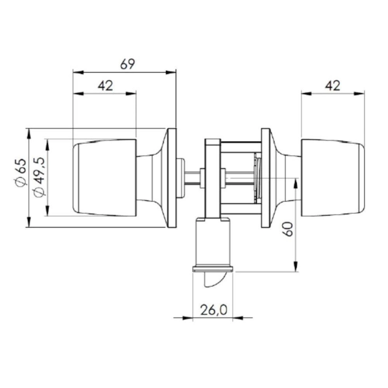 CERRADURA TUBULAR POLI 8000 8204 BAÑO/DORM BP - 6