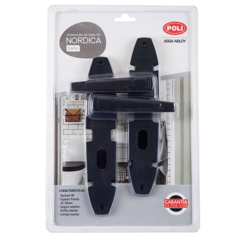CERRADURA EMBUTIDA NORDICA OVAL B40 BAÑO NEGRO BT - 6