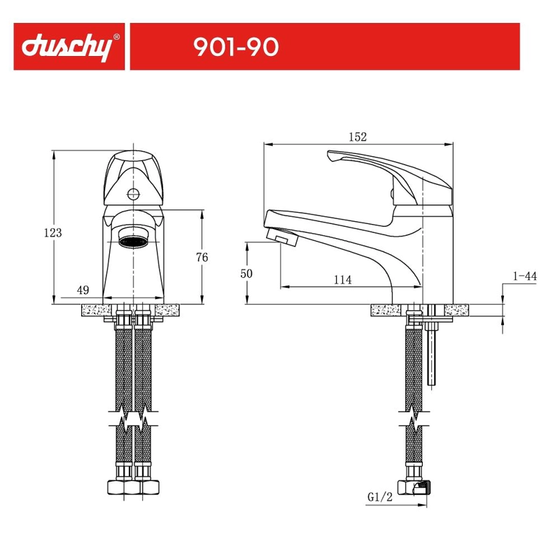 MONOMANDO DUSCHY ABS EKO BLACK MATTE P/LAVAMANOS - 3