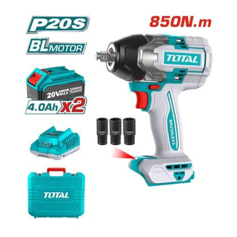LLAVE IMPACTO TOTAL 20V 1/2 PULGADA 850NM 2 BATERIAS 4AH - 3