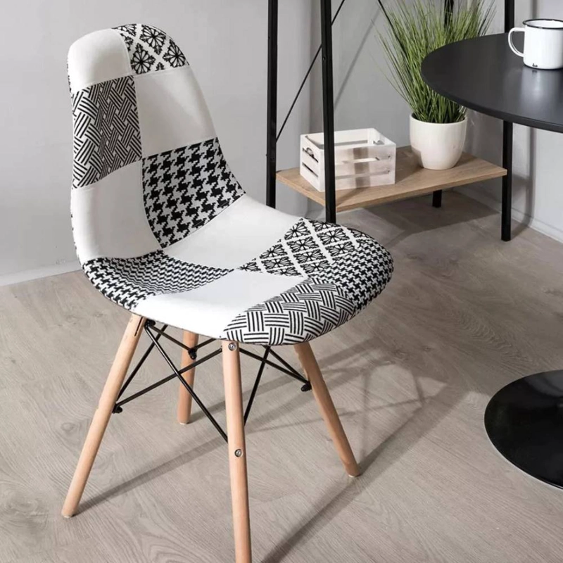 SILLA HABITA2 PATCHWORK LINO COLORES ESTILO VINTAGE CHESS - 2
