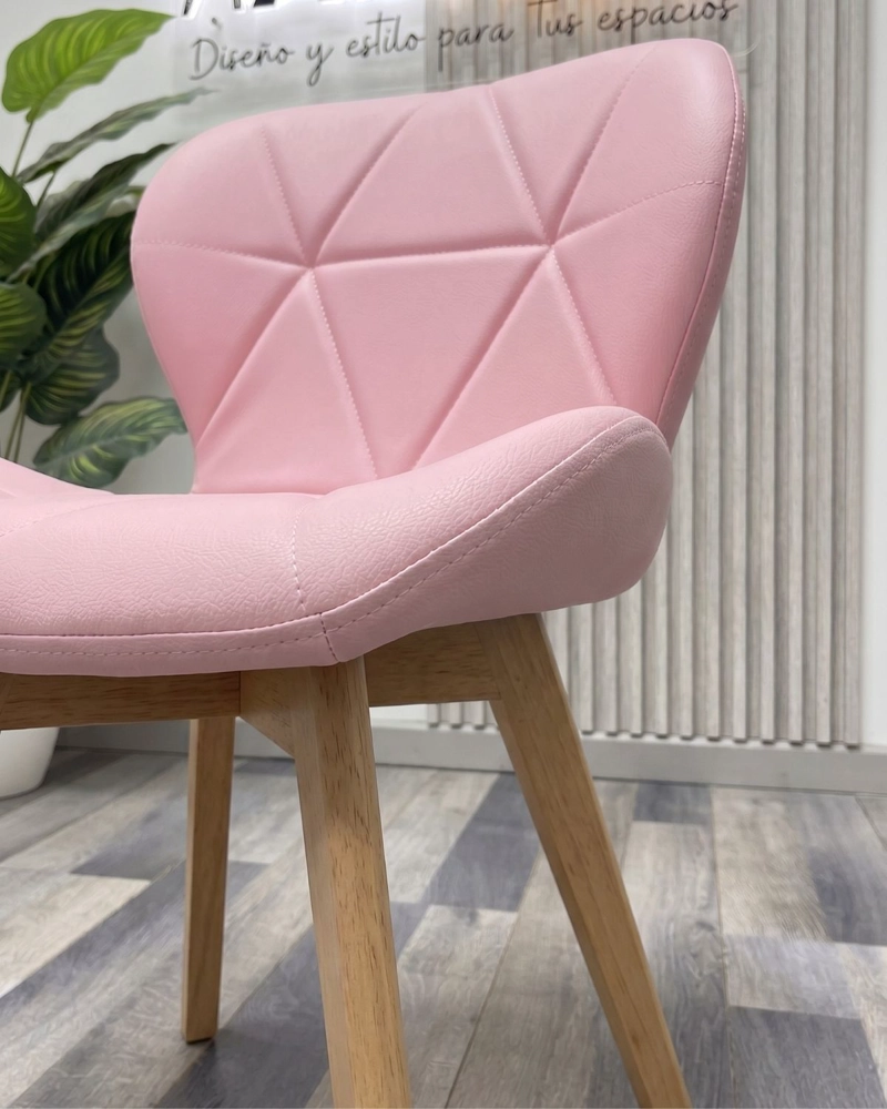 SILLA ACOLCHADA RESISTENTE RADAR WOOD - ROSA - 4