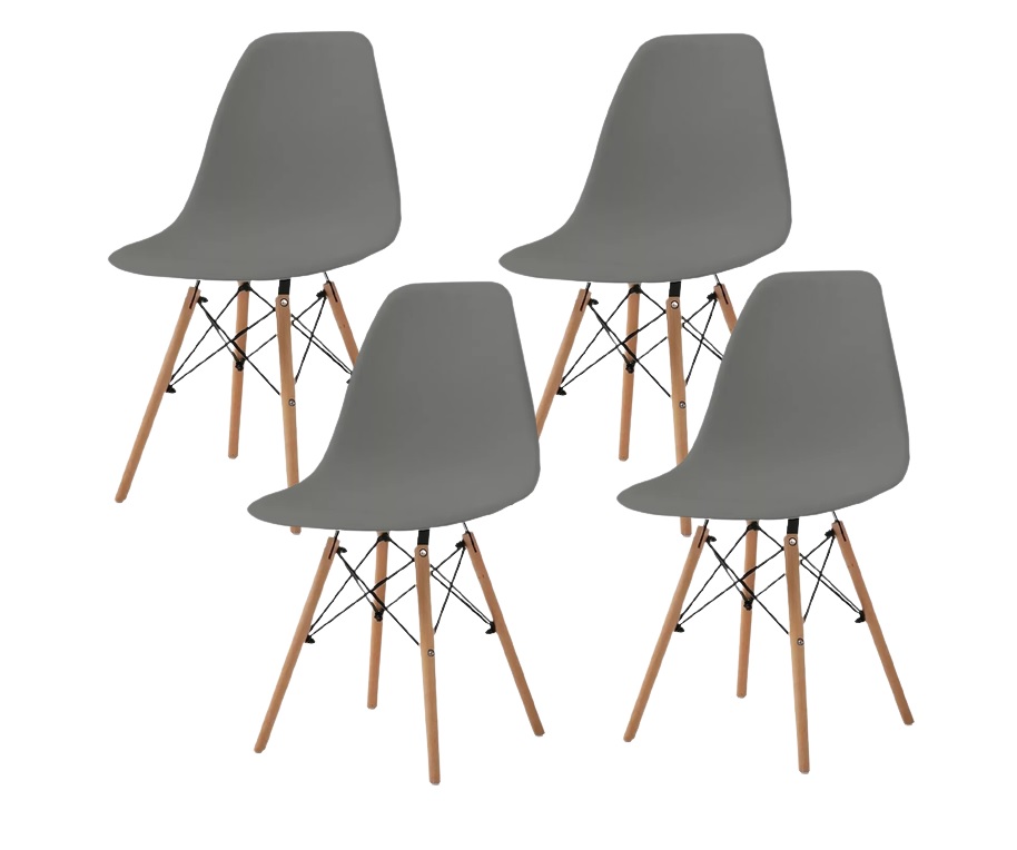 PACK 4 SILLA COMODA Y DE DISEÑO EAMES - GRIS OSCURO - 1