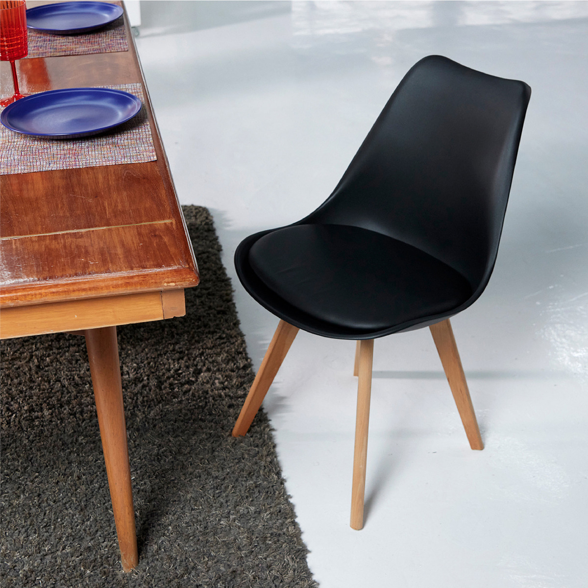 SILLA COMEDOR HABITA2 TULIP NEGRO PACK 6 ASIENTO ACOLCHADO - 5