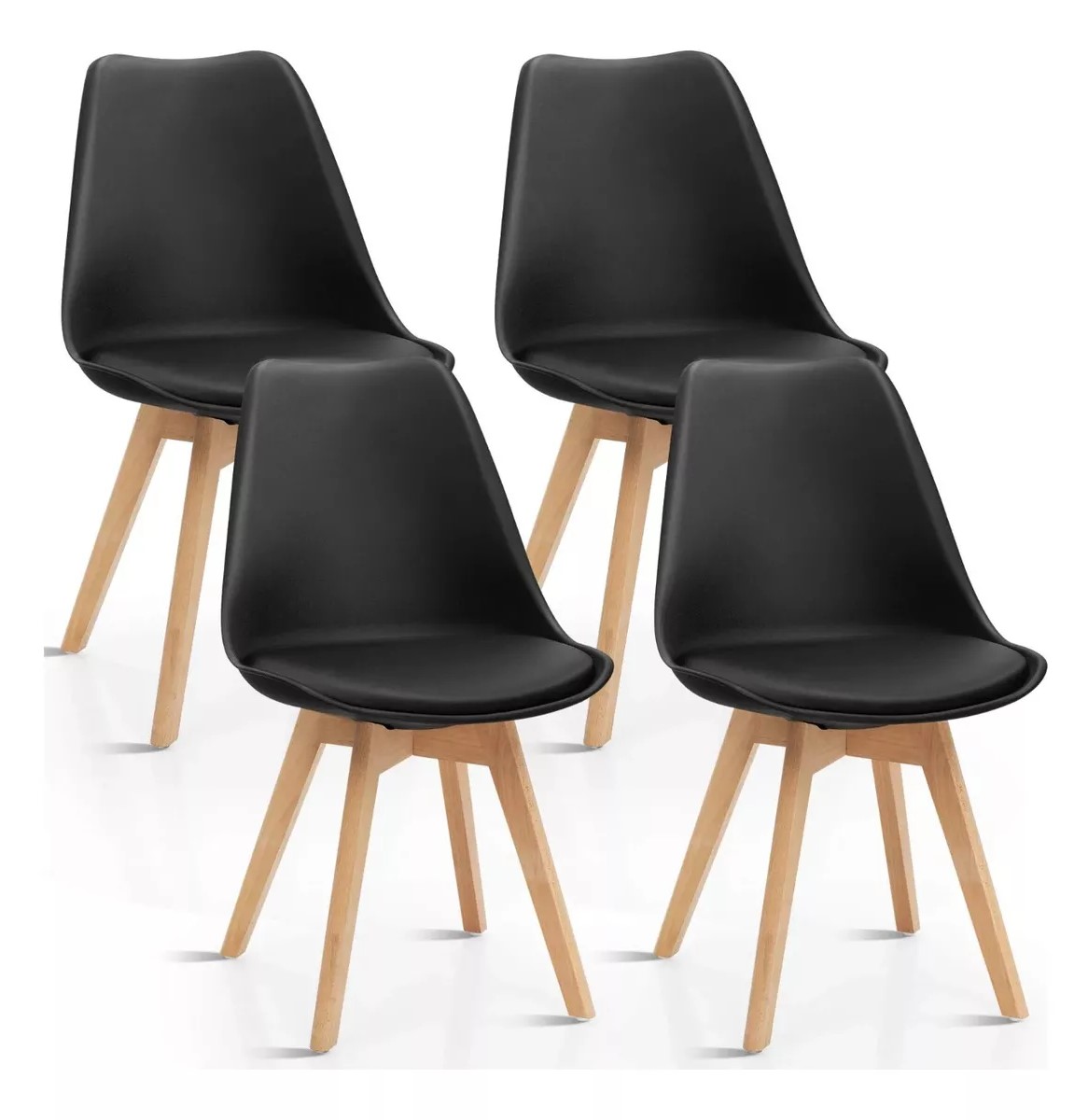 SILLA COMEDOR HABITA2 TULIP NEGRO PACK 4 ASIENTO ACOLCHADO - 1