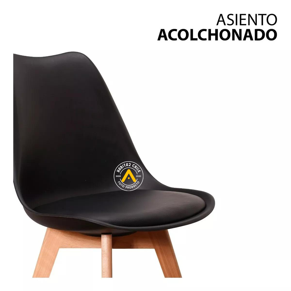 SILLA COMEDOR HABITA2 TULIP NEGRO PACK 4 ASIENTO ACOLCHADO - 3