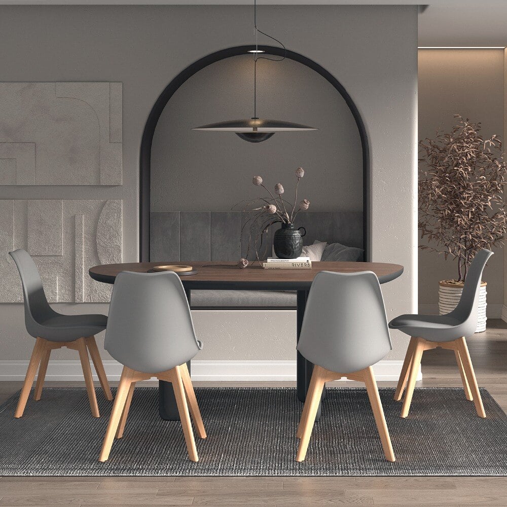 SILLA COMEDOR HABITA2 TULIP GRIS PACK 4 ASIENTO ACOLCHADO - 5