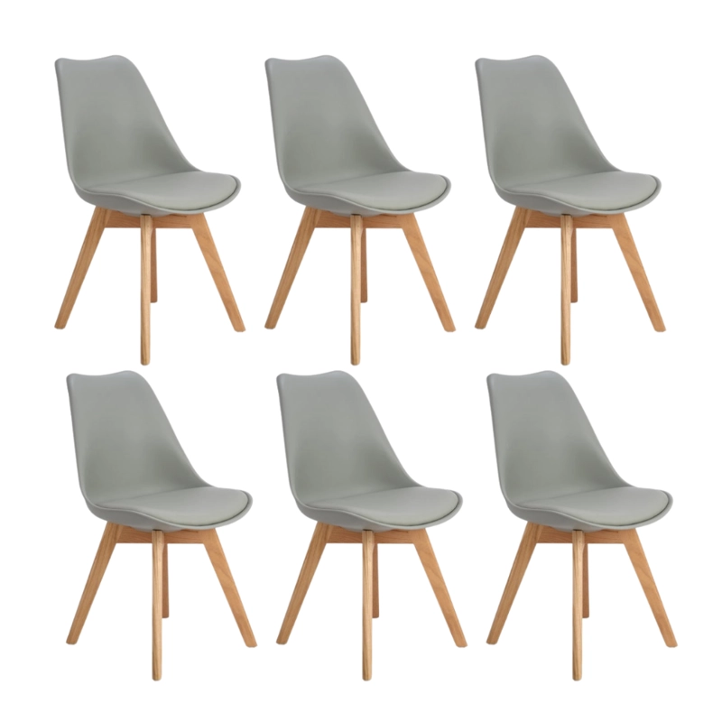 SILLA COMEDOR HABITA2 TULIP GRIS PACK 6 ASIENTO ACOLCHADO - 2