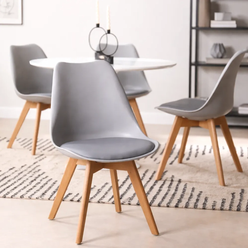SILLA COMEDOR HABITA2 TULIP GRIS PACK 6 ASIENTO ACOLCHADO - 5