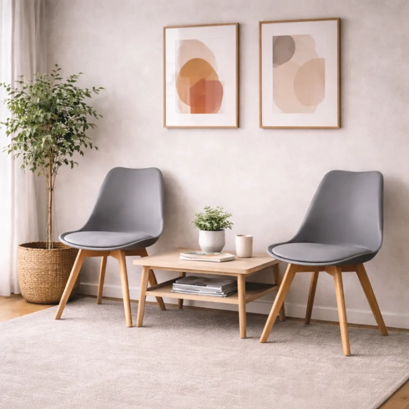 SILLA COMEDOR HABITA2 TULIP GRIS PACK 6 ASIENTO ACOLCHADO - 8