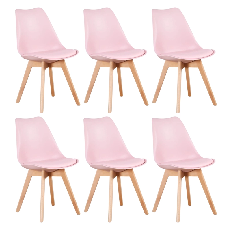SILLA COMEDOR HABITA2 TULIP ROSA PACK 6 ASIENTO ACOLCHADO - 1