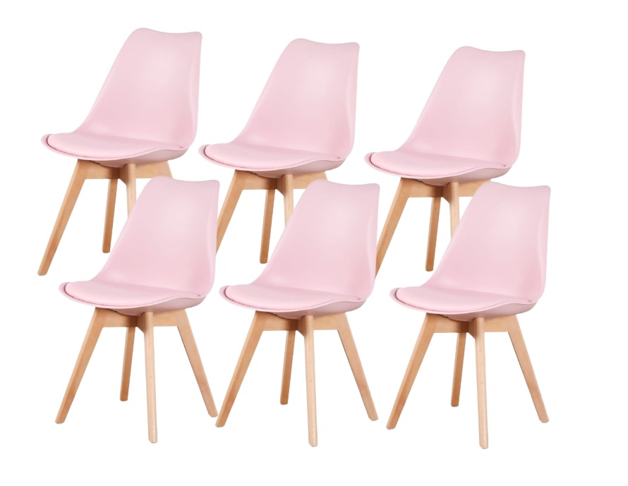 SILLA COMEDOR HABITA2 TULIP ROSA PACK 6 ASIENTO ACOLCHADO - 1
