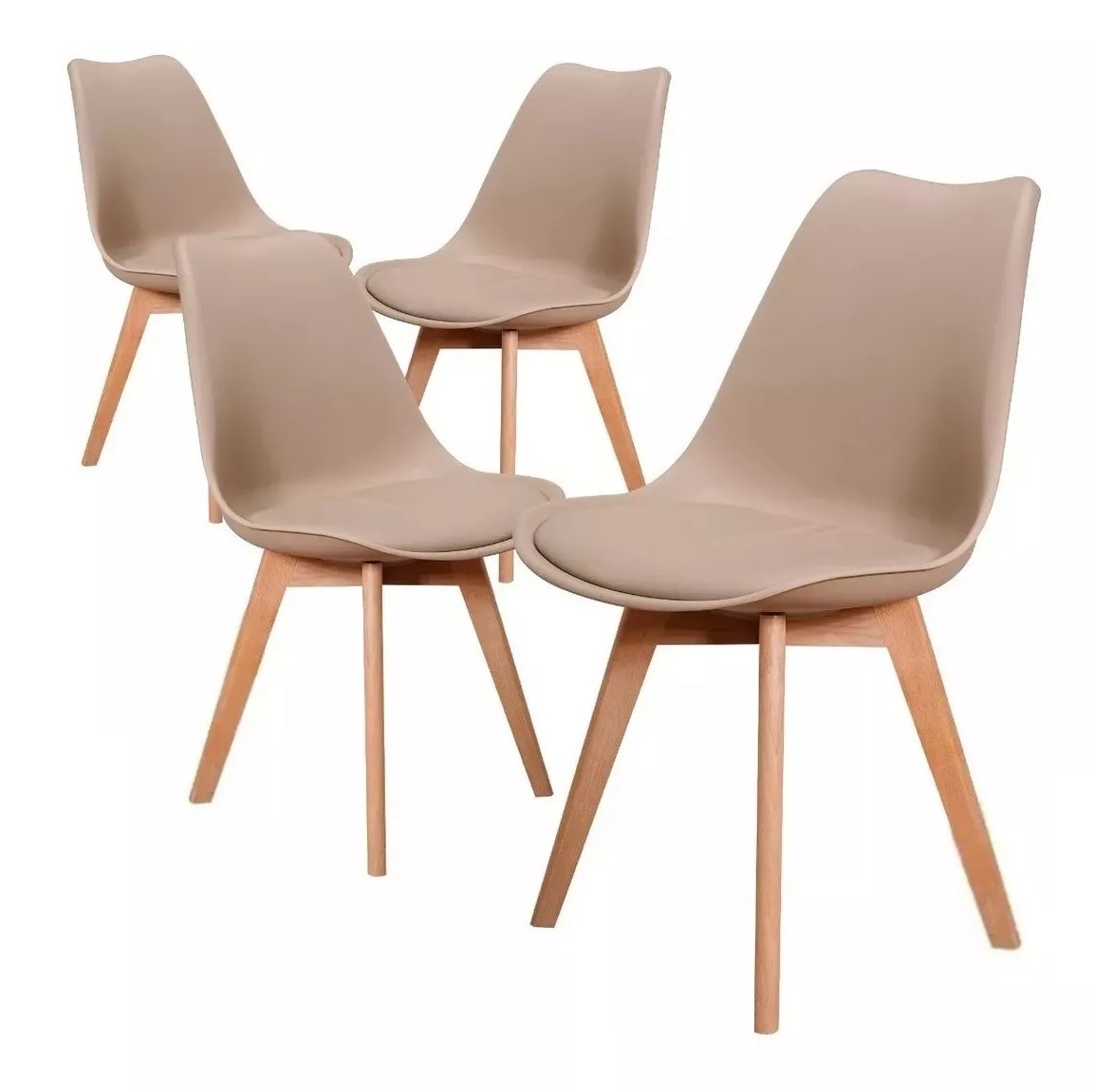 PACK 4 SILLA DE COMEDOR TULIP ASIENTO ACOLCHADO BEIGE - 1