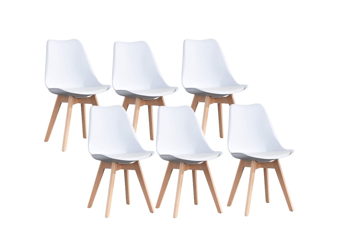 SILLA COMEDOR HABITA2 TULIP BLANCO PACK 6 ASIENTO ACOLCHADO - 1