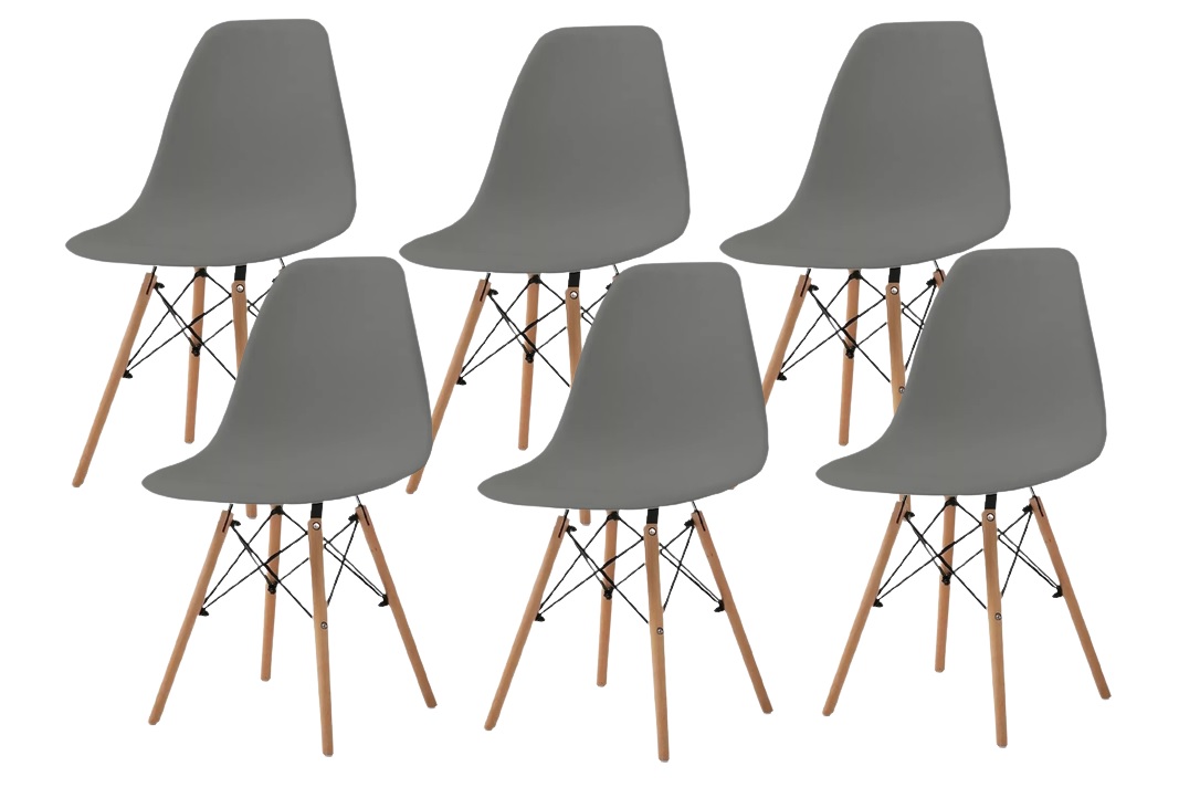 PACK 6 SILLA COMODA Y DE DISEÑO EAMES - GRIS OSCURO - 1