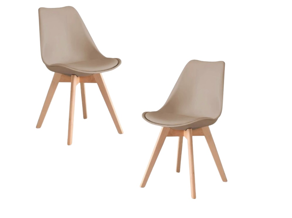PACK 2 SILLA DE COMEDOR TULIP ASIENTO ACOLCHADO BEIGE - 1