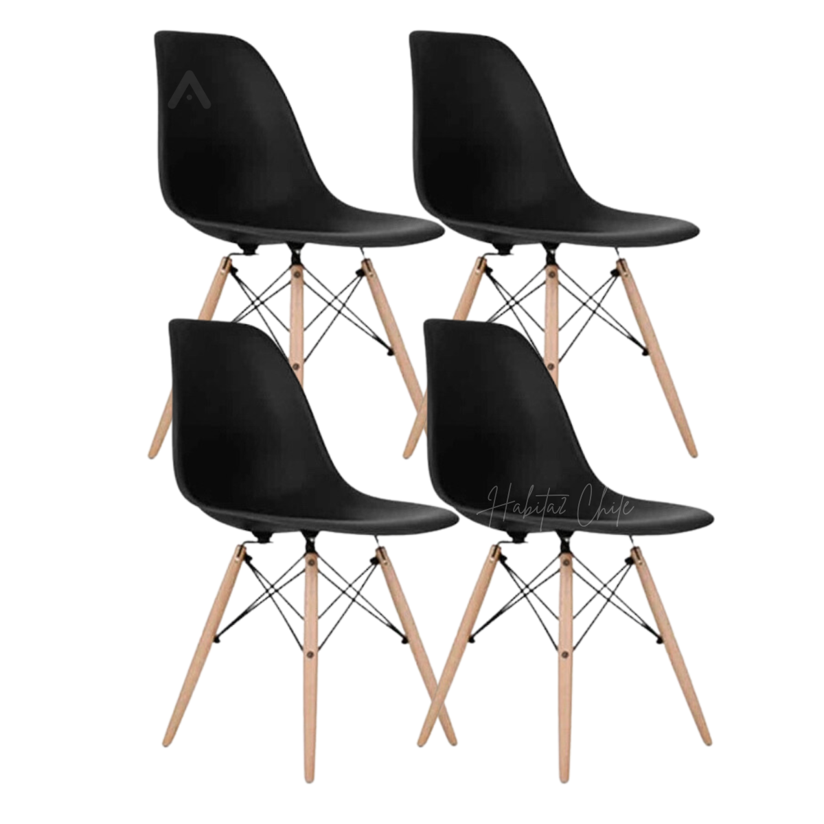 SILLA HABITA2 DISEÑO EAMES NEGRO PACK 4 COMODA Y - 1