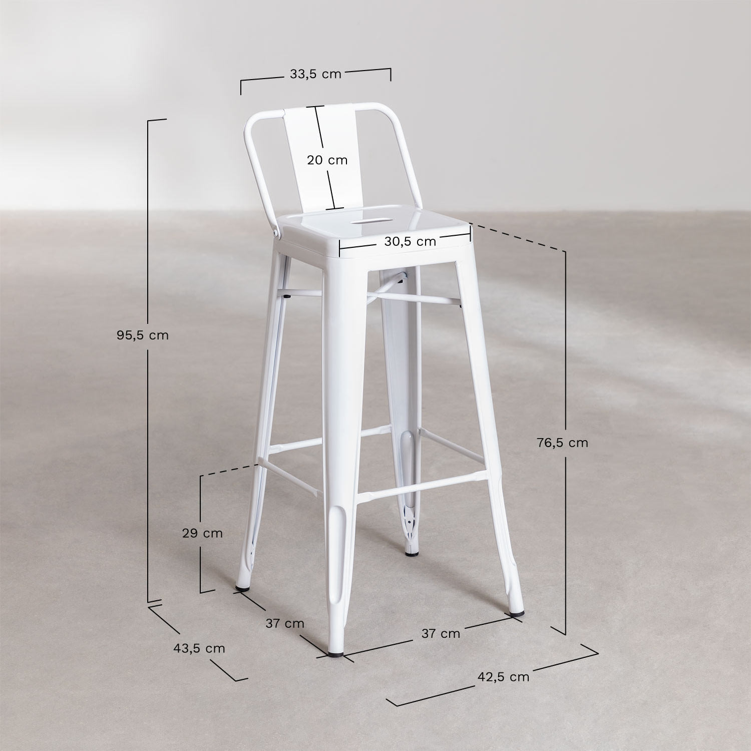 TABURETE HABITA2 TOLIX METÁLICO CON RESPALDO 66 CM - 4