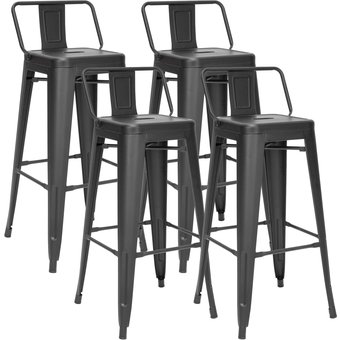 TABURETES HABITA2 TOLIX METÁLICOS NEGRO PACK 4 CON RESPALDO 66 CM - 1
