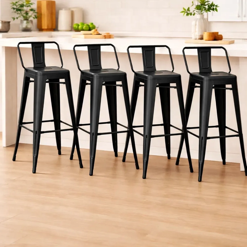 TABURETES HABITA2 TOLIX METÁLICOS NEGRO PACK 4 CON RESPALDO 66 CM - 8