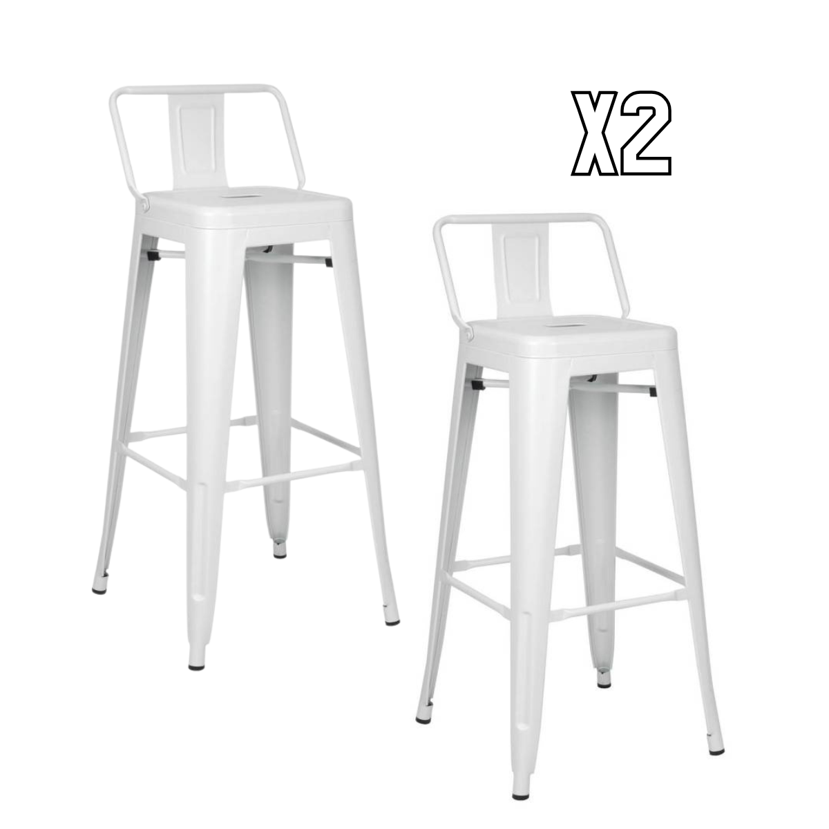 PACK 2 TABURETES METÁLICOS CON RESPALDO TOLIX 66 CM - BLANCO - 1