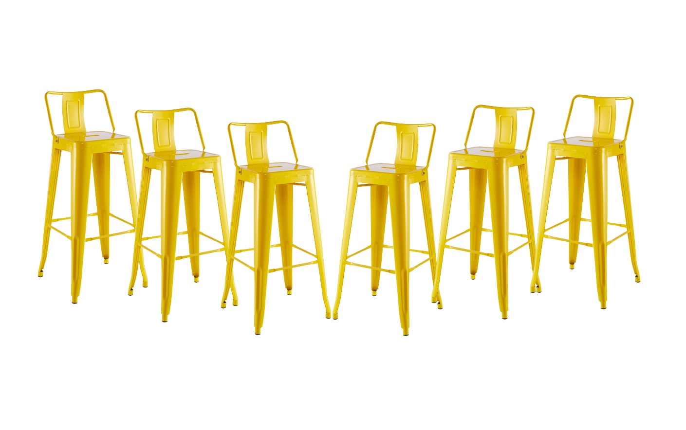 PACK 6 TABURETES METÁLICOS CON RESPALDO TOLIX 77 CM - AMARILLO - 1