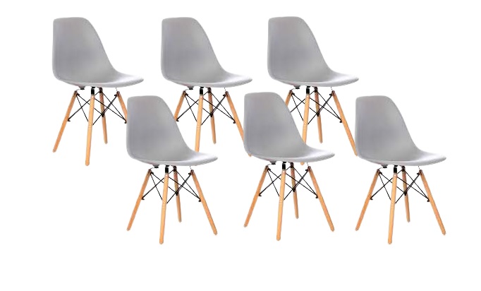 SILLA HABITA2 DISEÑO EAMES GRIS CLARO PACK 6 COMODA Y - 1