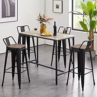 PACK 4 TABURETE TOLIX DE MADERA CLARA 77CM - NEGRO - 4