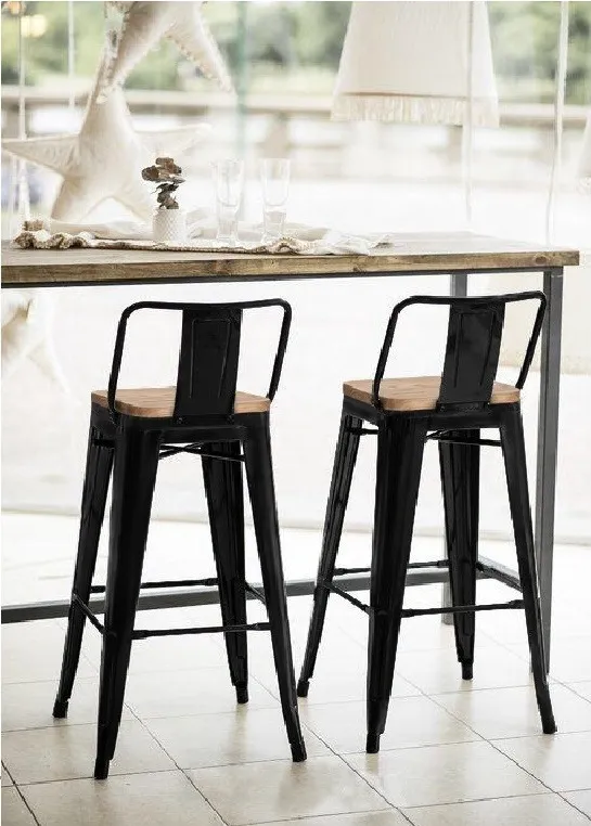 PACK 4 TABURETE TOLIX DE MADERA CLARA 77CM - NEGRO - 5