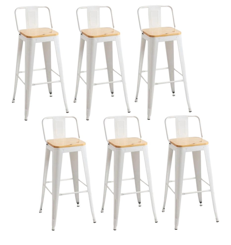 PACK 6 TABURETE TOLIX DE MADERA 77CM BLANCO - 1