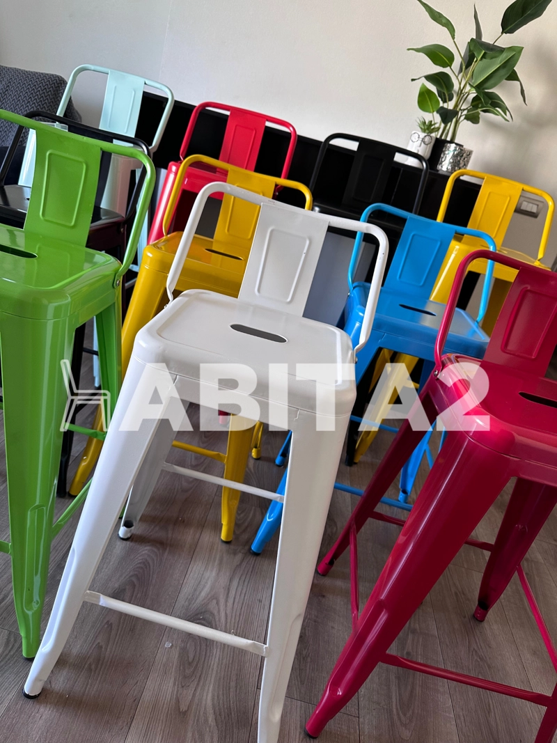 TABURETES HABITA2 TOLIX METÁLICOS VERDE PACK 2 CON RESPALDO 77 CM - 2