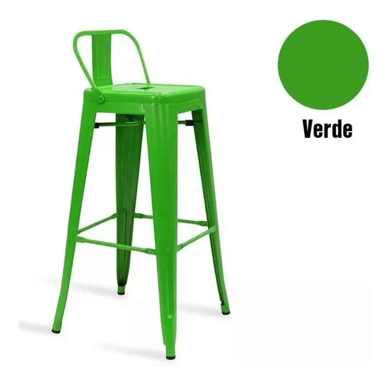 TABURETES HABITA2 TOLIX METÁLICOS VERDE PACK 2 CON RESPALDO 77 CM - 3