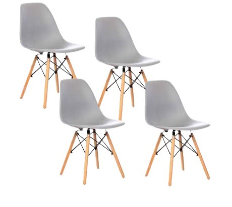 SILLA HABITA2 DISEÑO EAMES GRIS CLARO PACK 4 COMODA Y - 1