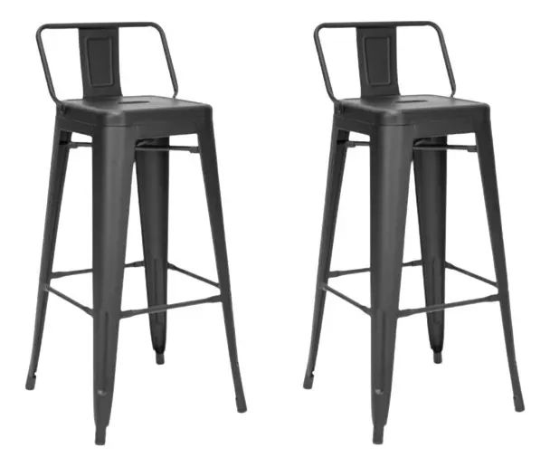 TABURETES HABITA2 TOLIX METÁLICOS NEGRO PACK 2 CON RESPALDO 66 CM - 4