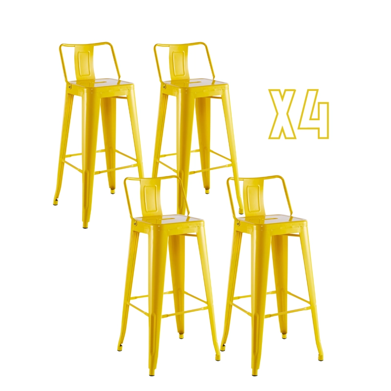 PACK 4 TABURETES METÁLICOS CON RESPALDO TOLIX 77 CM - AMARILLO - 1