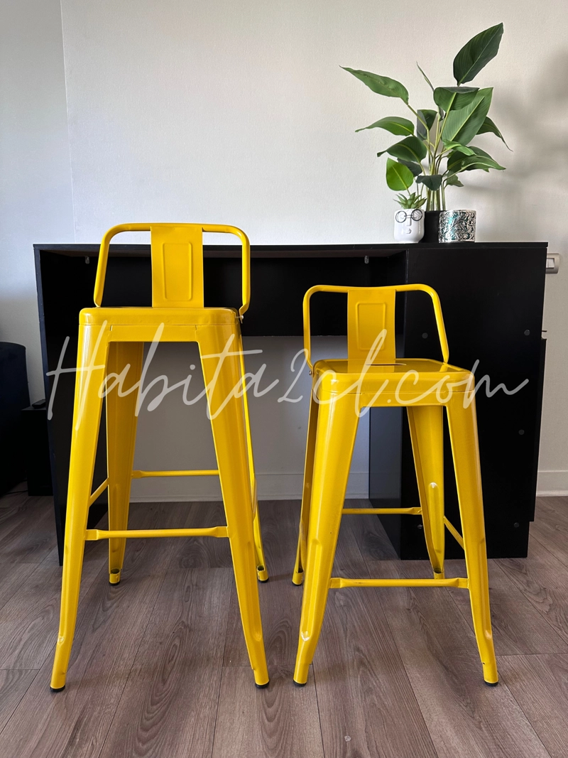 PACK 4 TABURETES METÁLICOS CON RESPALDO TOLIX 77 CM - AMARILLO - 2