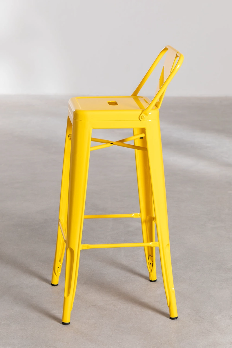 PACK 4 TABURETES METÁLICOS CON RESPALDO TOLIX 77 CM - AMARILLO - 3