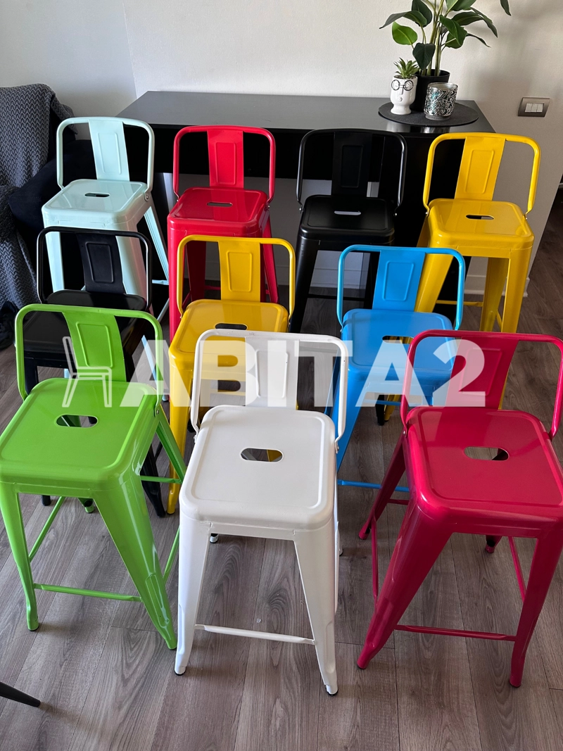 TABURETES HABITA2 TOLIX METÁLICOS VERDE PACK 4 CON RESPALDO 77 CM - 2