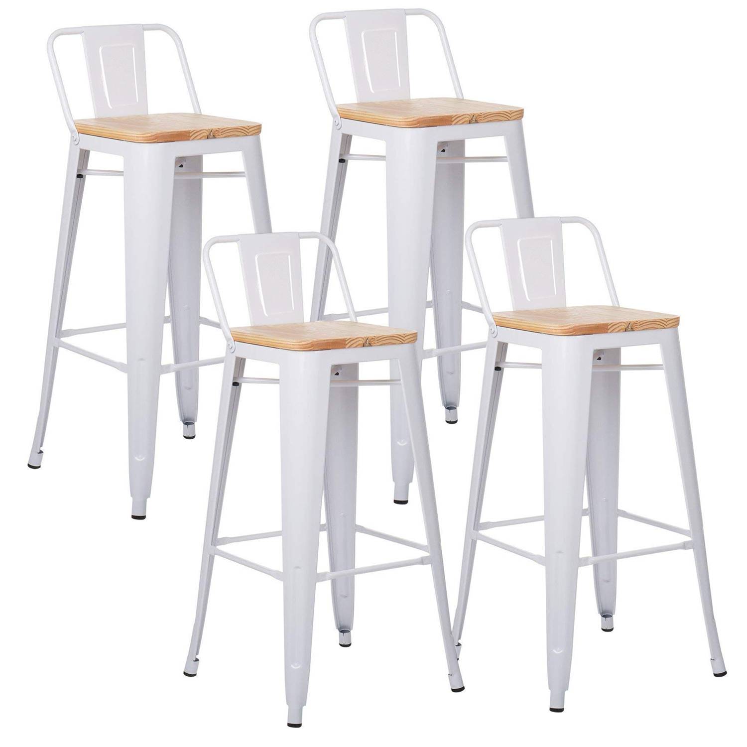 PACK 4 TABURETE TOLIX DE MADERA 77CM BLANCO - 1