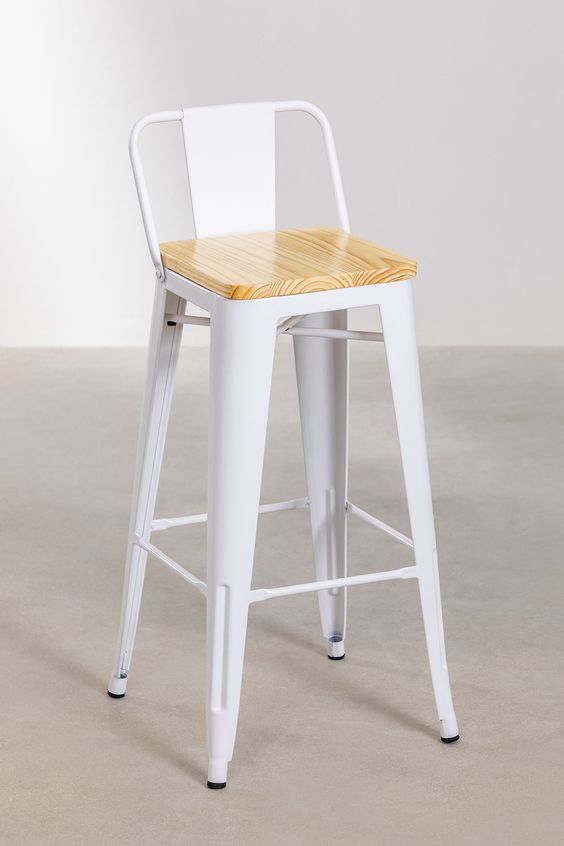 PACK 4 TABURETE TOLIX DE MADERA 77CM BLANCO - 3