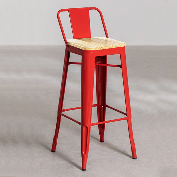 TABURETE HABITA2 TOLIX MADERA ROJO PACK 4 77CM - 2