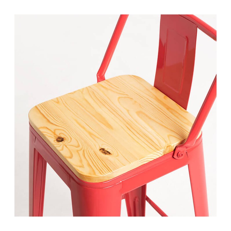 TABURETE HABITA2 TOLIX MADERA ROJO PACK 4 77CM - 3