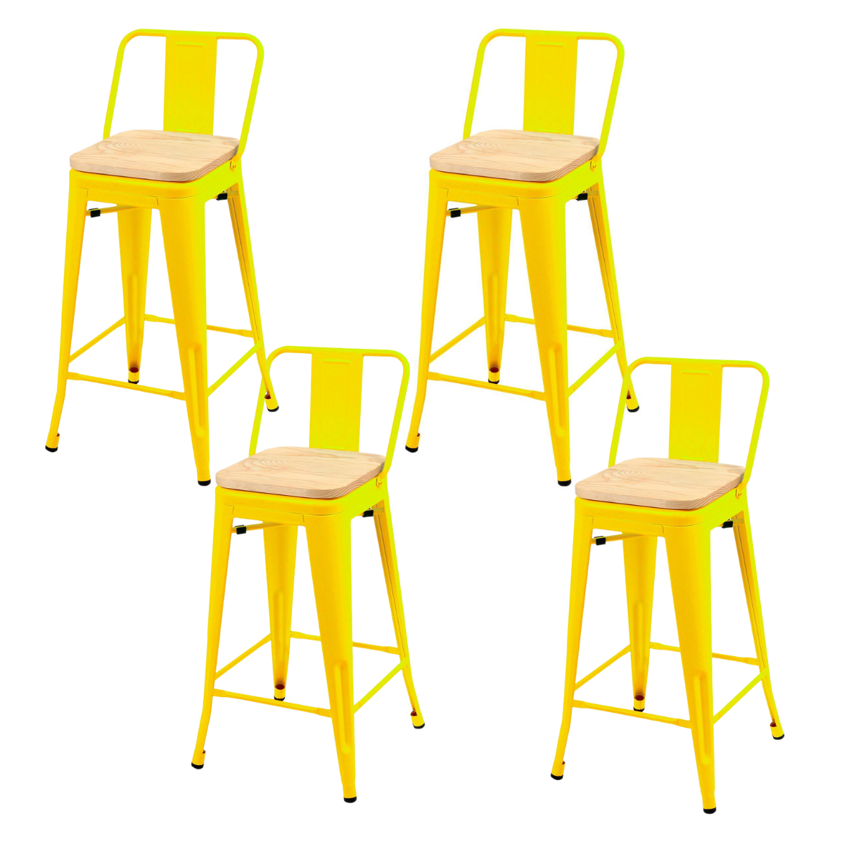 TABURETE HABITA2 TOLIX MADERA AMARILLO PACK 4 77CM - 1