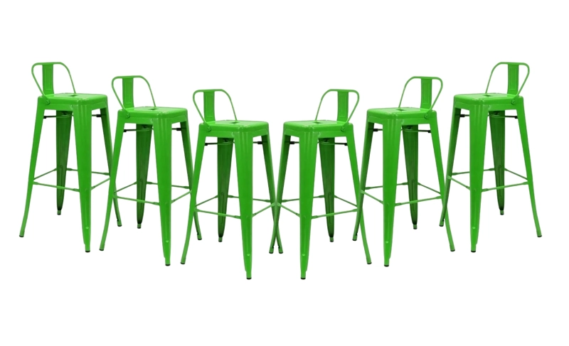 PACK 6 TABURETES HABITA2 TOLIX VERDE METÁLICOS CON RESPALDO 77 CM - 1