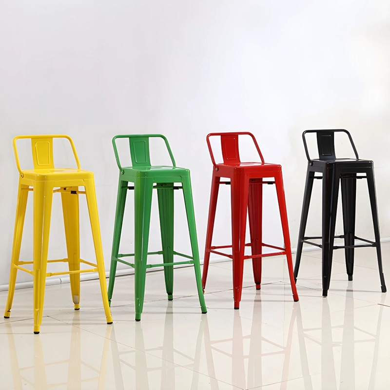 PACK 6 TABURETES HABITA2 TOLIX VERDE METÁLICOS CON RESPALDO 77 CM - 2