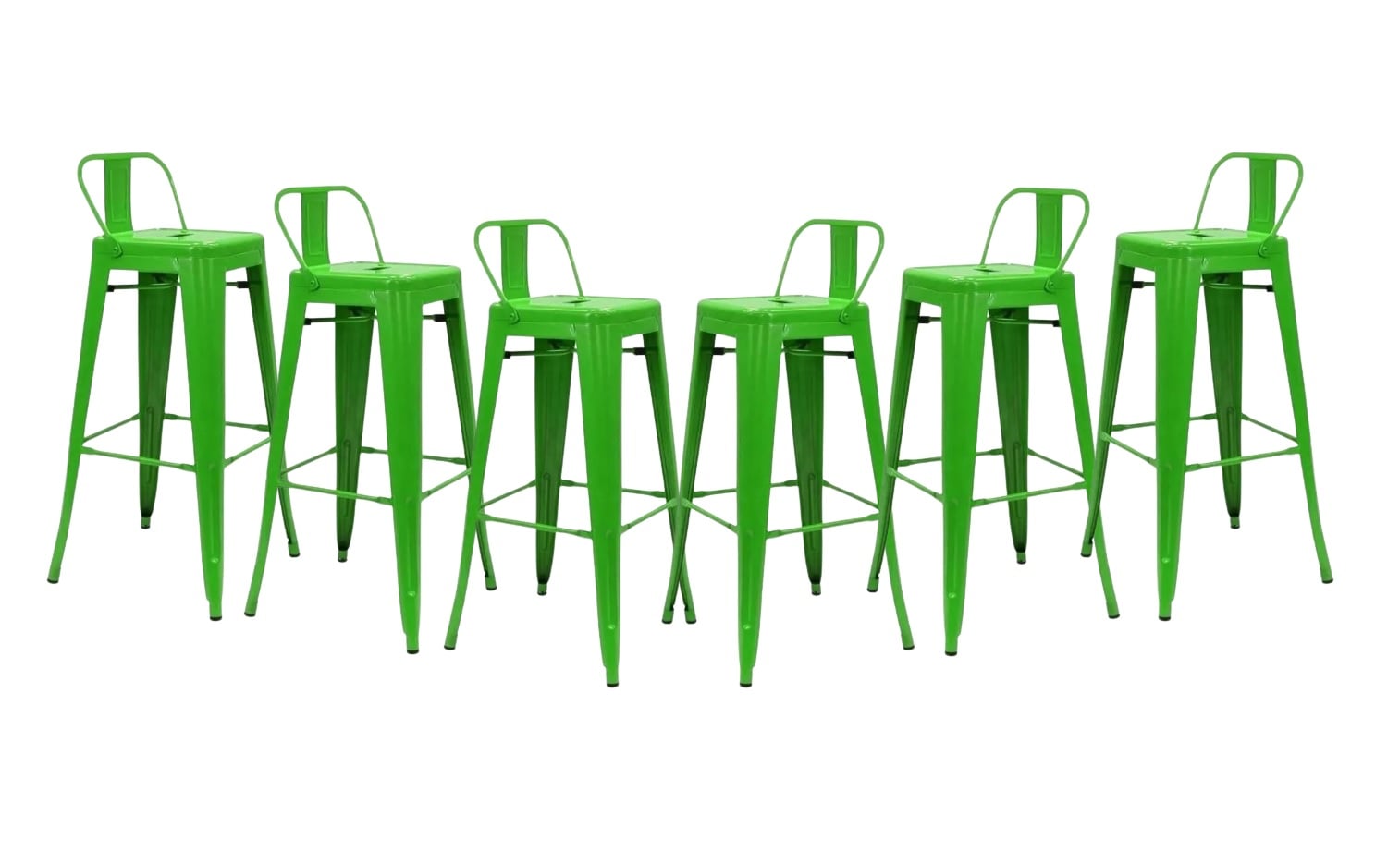 PACK 6 TABURETES HABITA2 TOLIX VERDE METÁLICOS CON RESPALDO 66 CM - 1