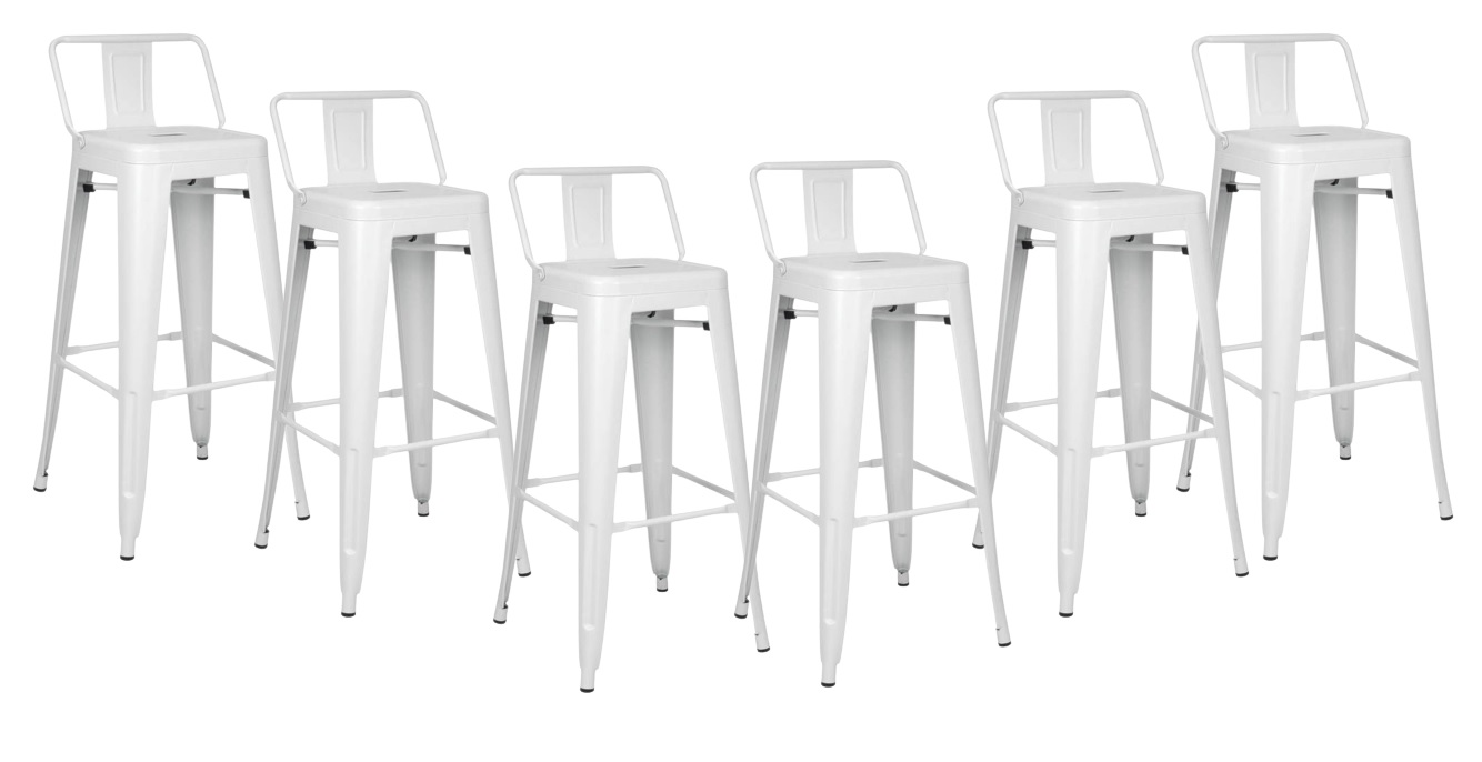 PACK 6 TABURETES METÁLICOS CON RESPALDO TOLIX 66 CM - BLANCO - 1