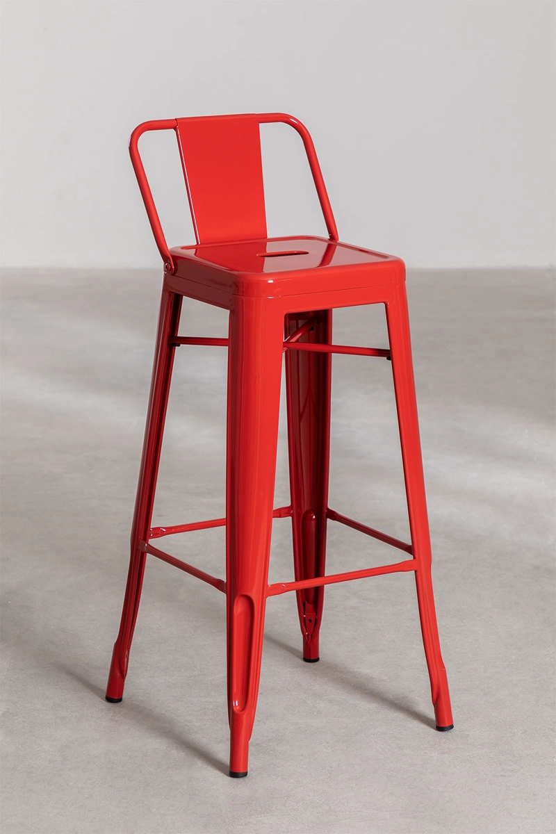 TABURETES HABITA2 TOLIX METÁLICOS ROJO PACK 4 CON RESPALDO 77 CM - 4