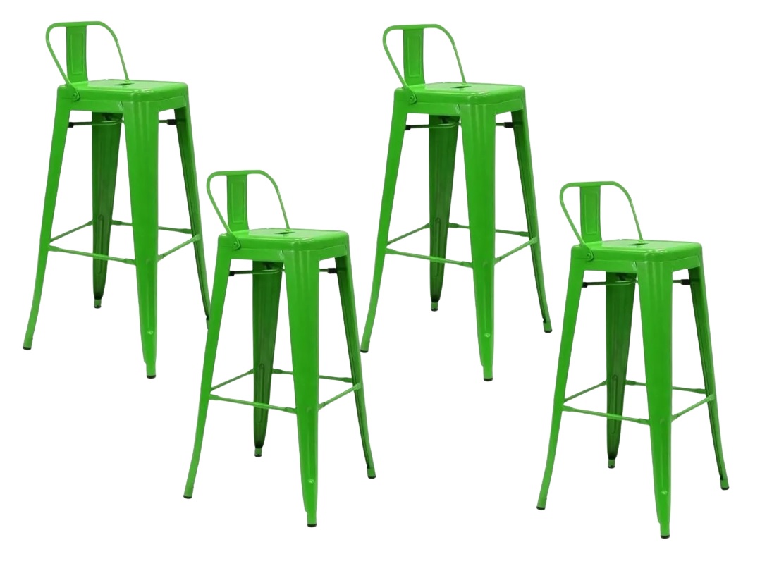 TABURETES HABITA2 TOLIX METÁLICOS VERDE PACK 4 CON RESPALDO 66 CM - 1