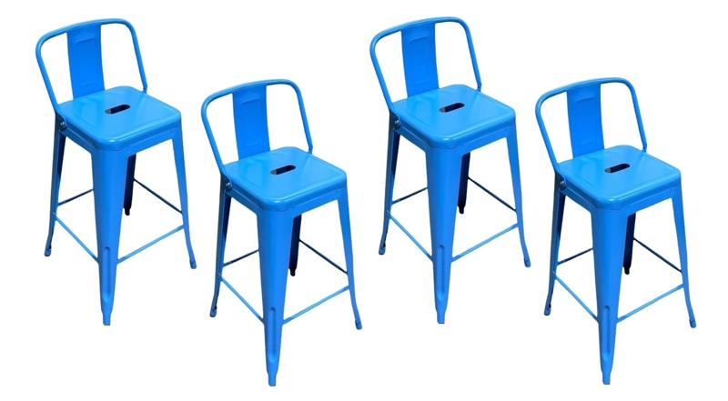 TABURETES HABITA2 TOLIX METÁLICOS CELESTE PACK 4 CON RESPALDO 77 CM - 1